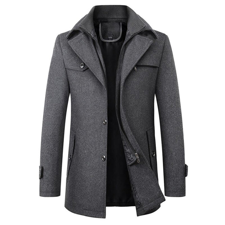 Warm men's winter jacket, a stylish coat for all occasions. Ideal for cold weather formal or casual wear.