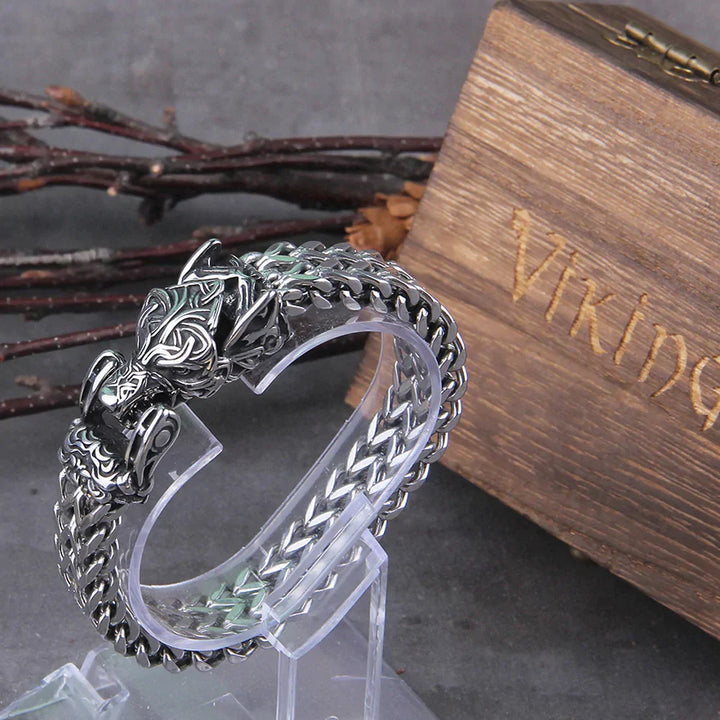 Bold Men's Viking Hunter Bracelet, Nordic warrior design, stainless steel, perfect for a strong animal spirit.