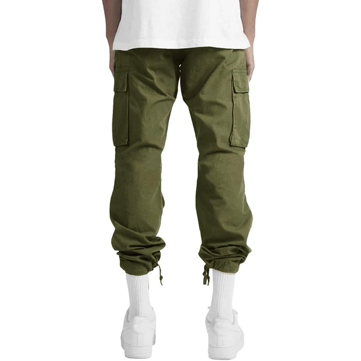Vincent men's fashion cargo joggers, cotton blend, offering a relaxed fit.