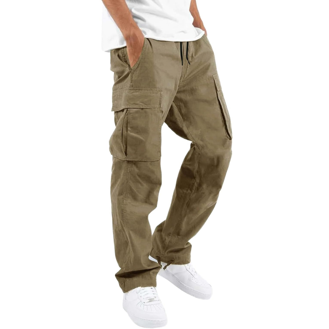 Close-up of side pocket on Vincent men's casual cotton cargo joggers.