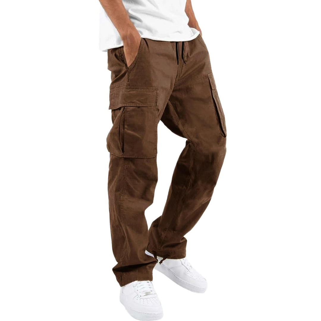 Men's Vincent cotton cargo joggers, back view, highlighting pocket details.