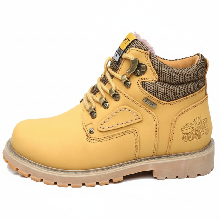 Retro style men's waterproof snow boots, lined for warmth and comfort in winter