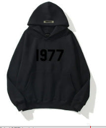 Retro aesthetic men's hoodie, "Chase" design, 1977 print. Comfortable raglan sleeve streetwear.
