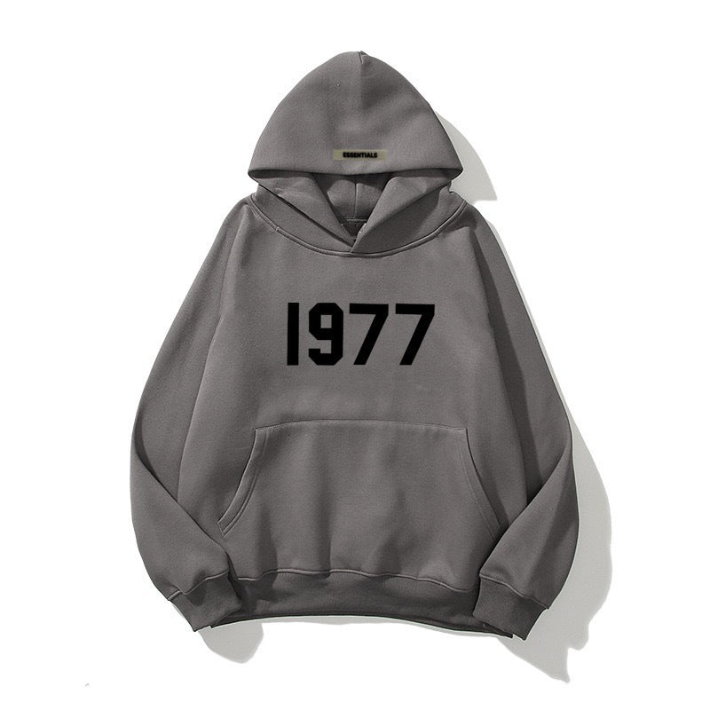 Classic 1977 "Chase" mens hoodie, raglan sleeves. Cozy and comfortable for everyday vintage streetwear.