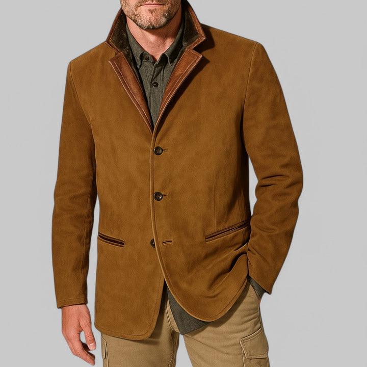 Mens apparel: vintage blazer jacket. Classic autumn outerwear for sophisticated outdoor style & casual wear.