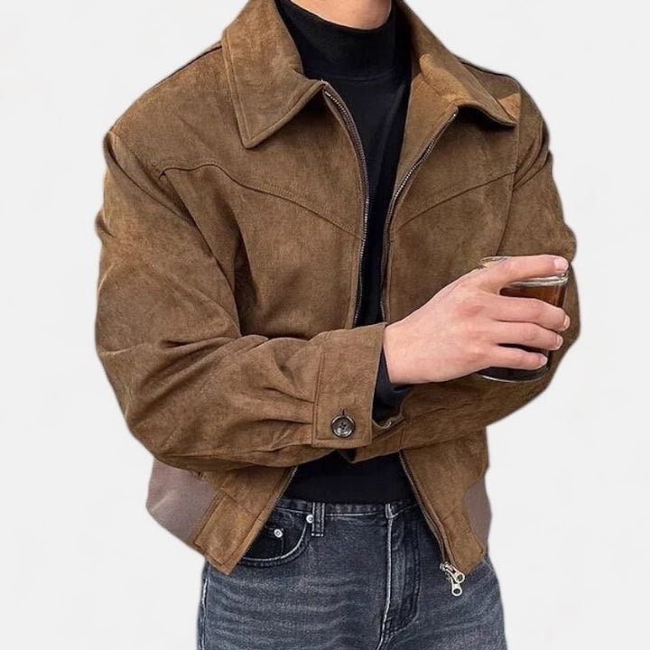 Men's vintage casual zip jacket. Stylish everyday layer for versatile autumn & spring fashion.