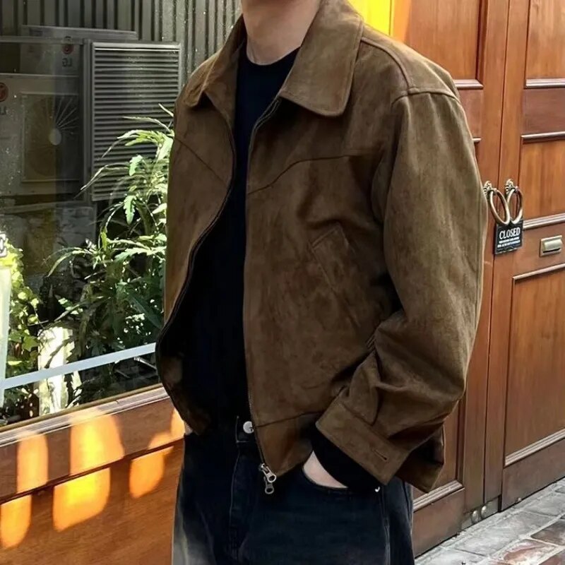 Comfortable men's casual zip jacket. Stylish vintage outerwear, ideal as an everyday layer for autumn fashion.