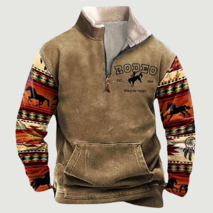 Cozy men's vintage full-zip fleece sweater in gray, perfect casual outerwear for cold winter days.