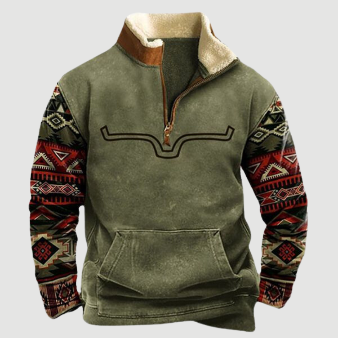 Men's durable vintage fleece outerwear with zipper, excellent for staying warm during chilly winter months.