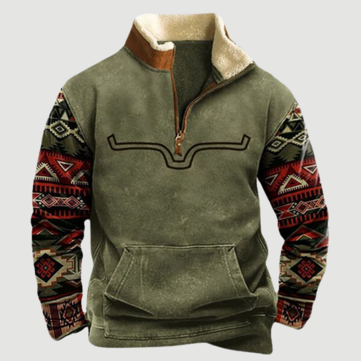 Men's durable vintage fleece outerwear with zipper, excellent for staying warm during chilly winter months.