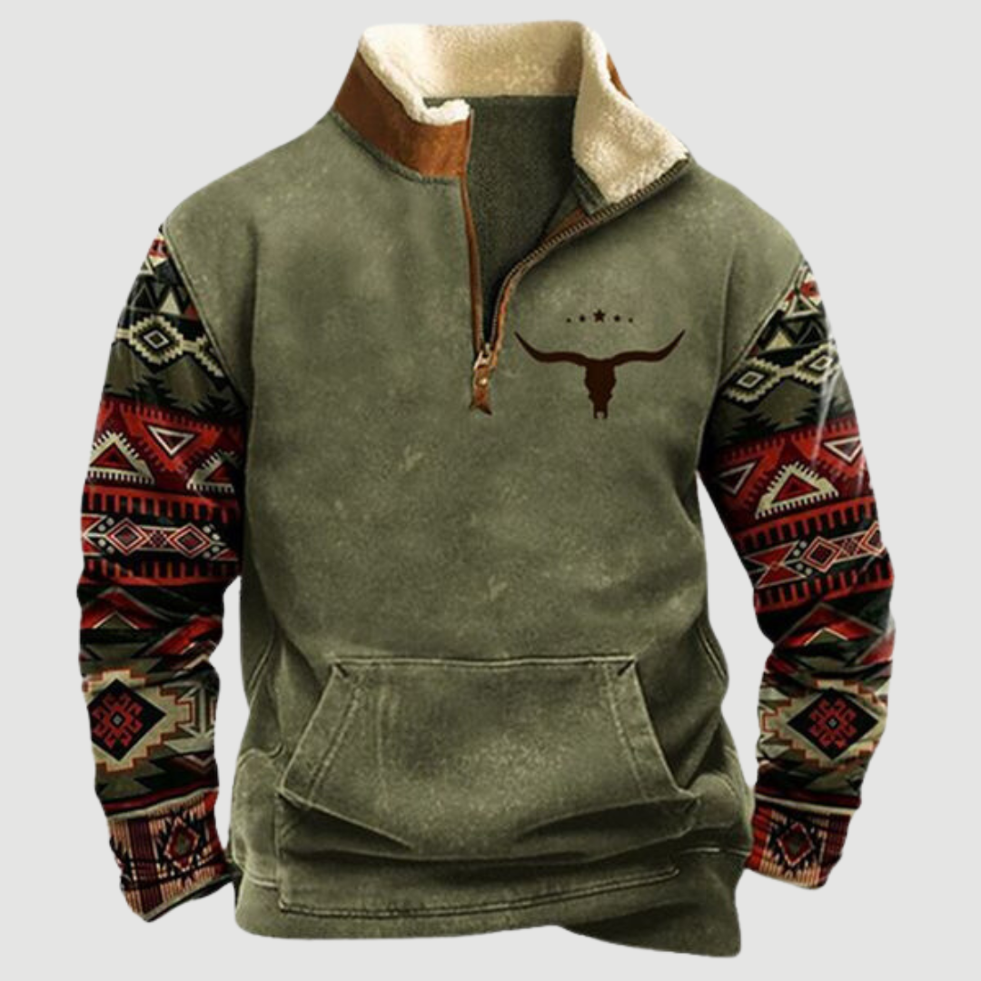 Comfortable men's vintage fleece full-zip sweater in maroon, a timeless choice for winter warmth.
