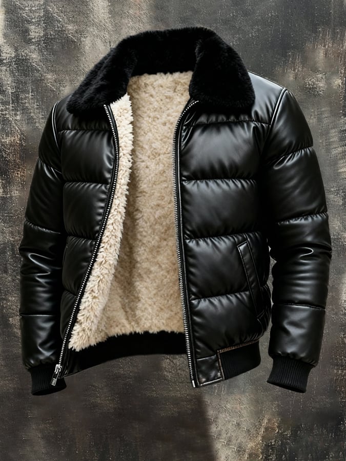 Warm men's insulated jacket, vintage style. Perfect winter coat for superior cold weather protection and comfort.