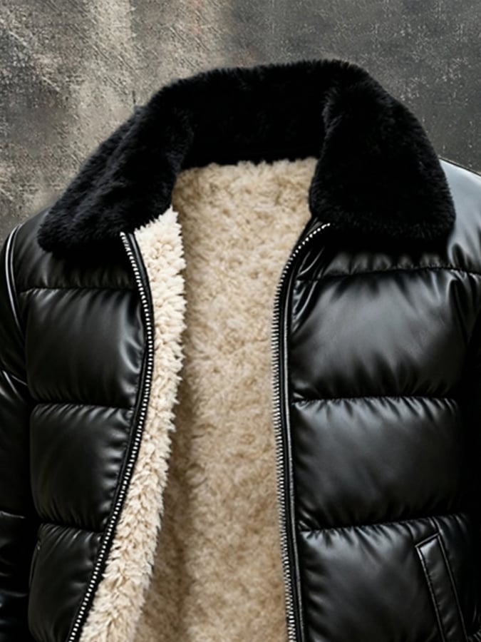 Stylish men's vintage insulated jacket, ideal for cold weather. A fashionable & warm winter coat.