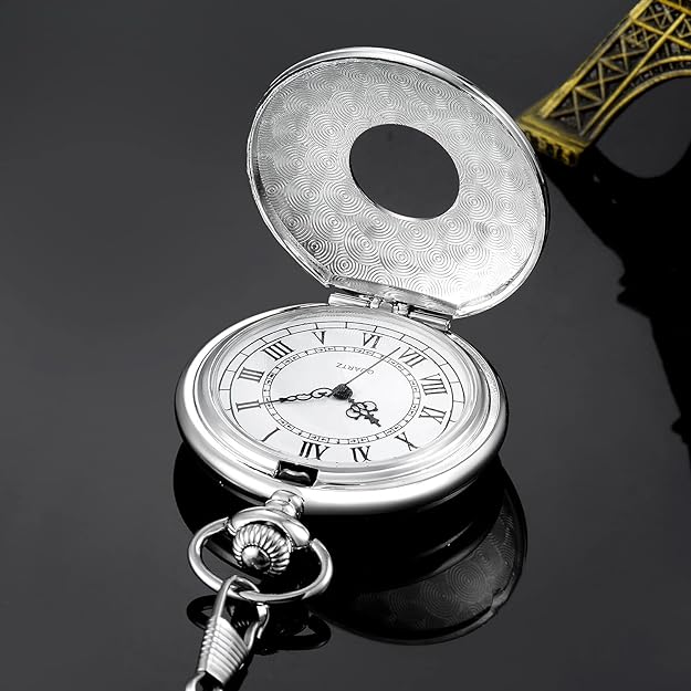 Vintage men's watch, a pocket timepiece with prominent Roman numerals, ideal classic gift