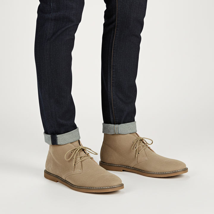 Fashion-forward men's vintage casual shoes, suede in a warm earth tone, perfect for any occasion.