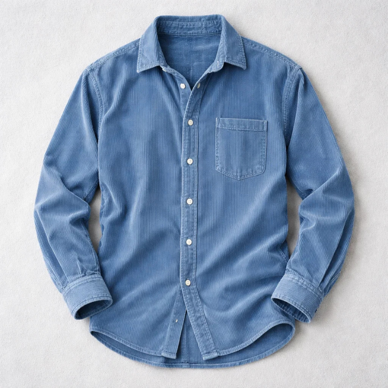 Men's vintage style textured button-up shirt in a relaxed fit, perfect for casual everyday wear & fall fashion.