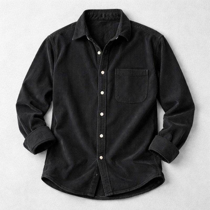 Stylish men's vintage textured long sleeve button-up shirt, a versatile piece for casual and everyday fashion.