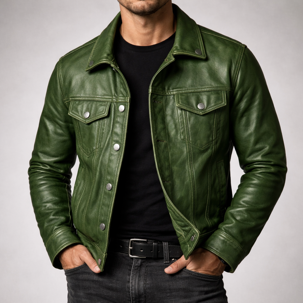 Versatile men's vintage style trucker jacket, perfect casual fashion outerwear for stylish men.