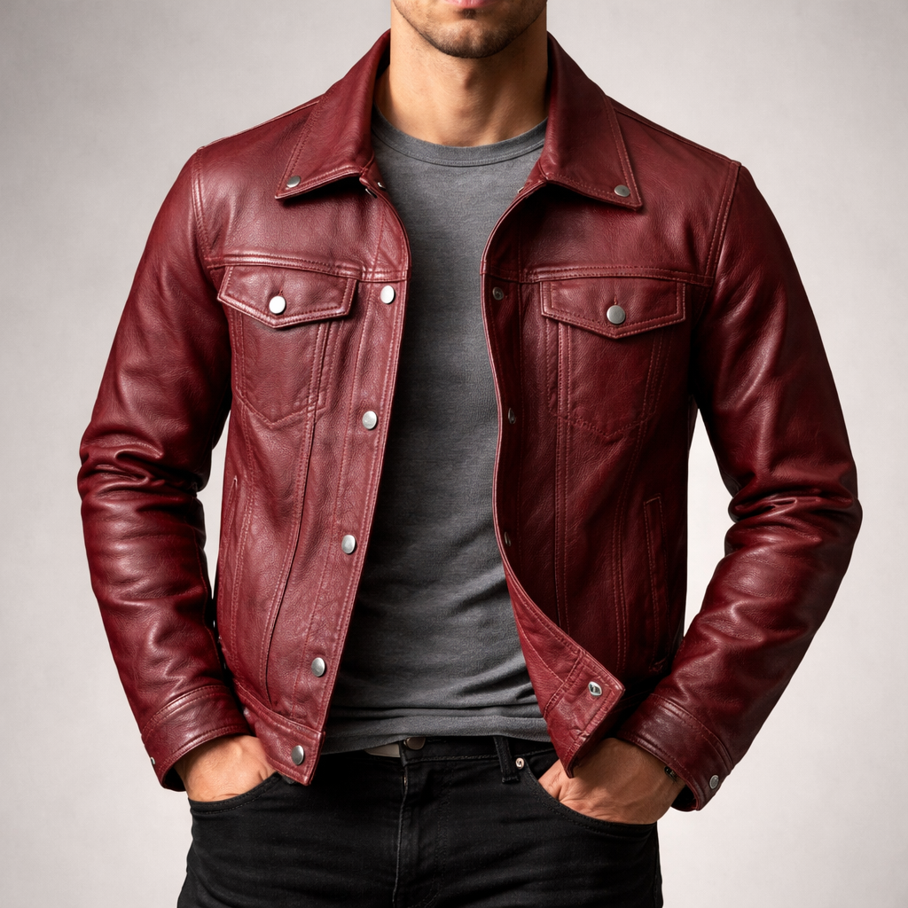 Classic men's vintage trucker jacket, comfortable & durable outerwear for a timeless casual look.