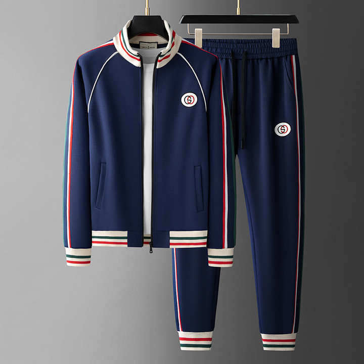 Men's Vivid Tempo athletic tracksuit set, full zip jacket & jogger pants.