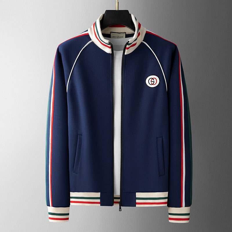 Sporty men's athletic tracksuit with stripe detail, perfect for activewear.