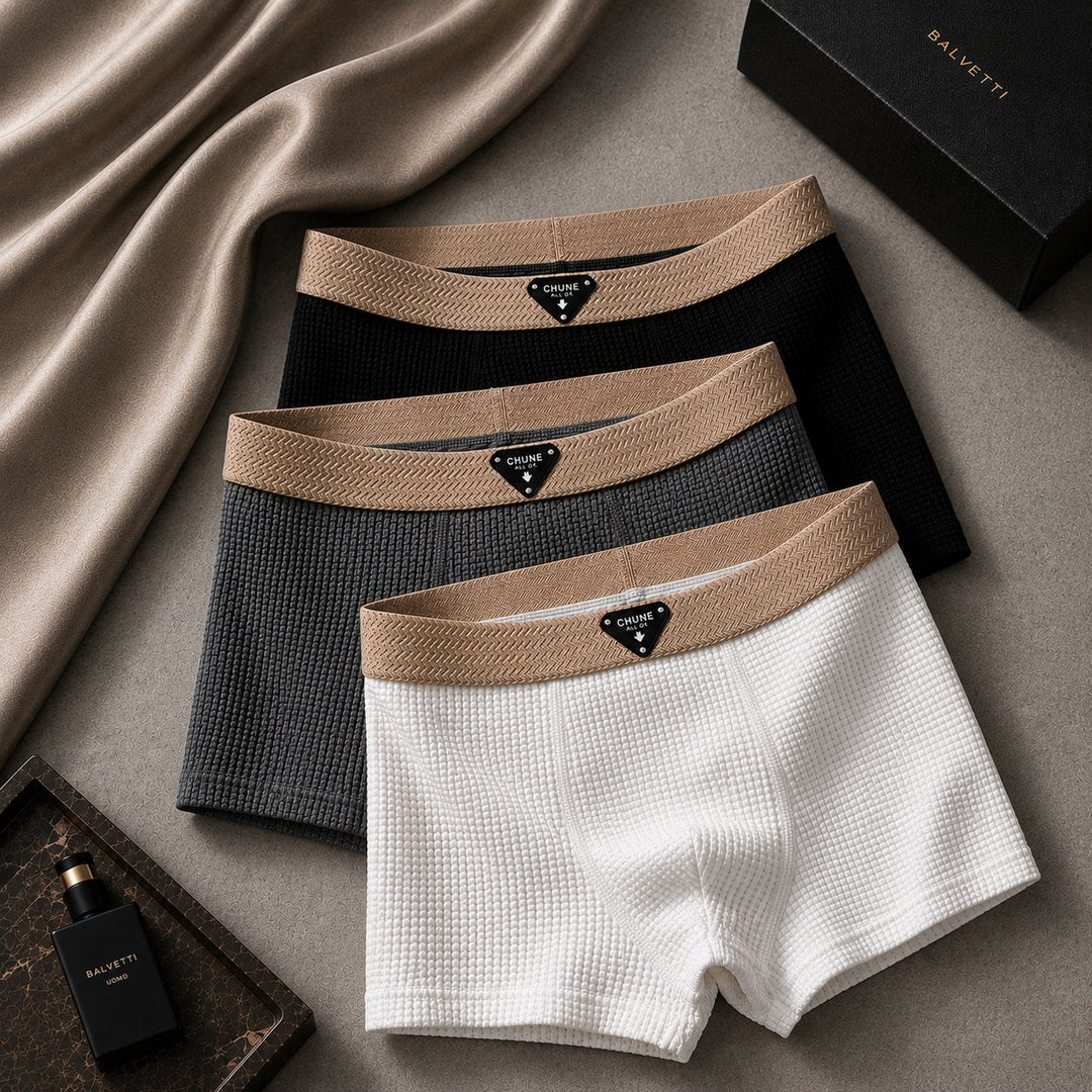 Men's waffle knit boxer shorts in heather gray, designed for ultimate comfort & everyday loungewear & sleepwear.