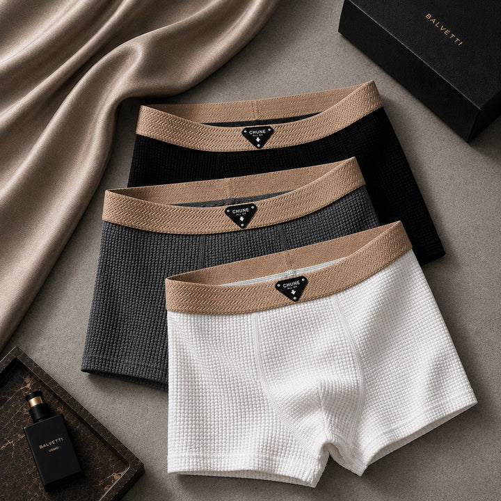 Men's waffle knit boxer shorts in heather gray, designed for ultimate comfort & everyday loungewear & sleepwear.