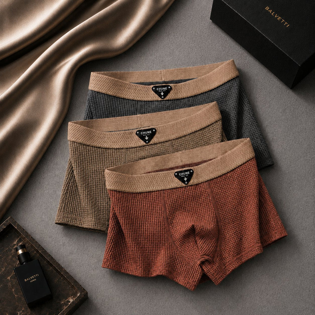 Soft men's waffle knit boxer shorts, perfect for comfortable home wear & stretch loungewear undergarment.