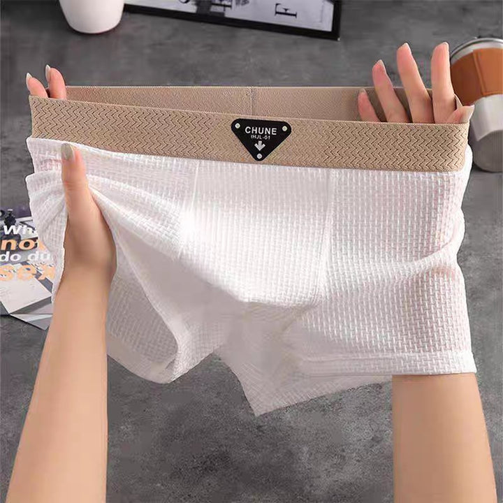 Waffle knit men's boxer shorts, a soft stretch undergarment for everyday comfort & loungewear.