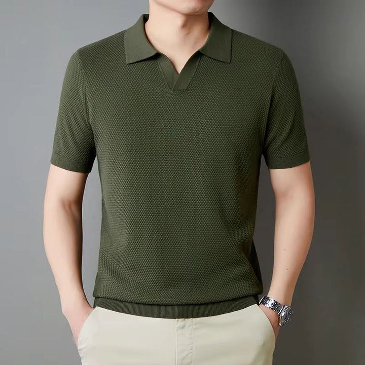 Casual men's polo shirt, durable waffle knit, perfect for daily fashion.