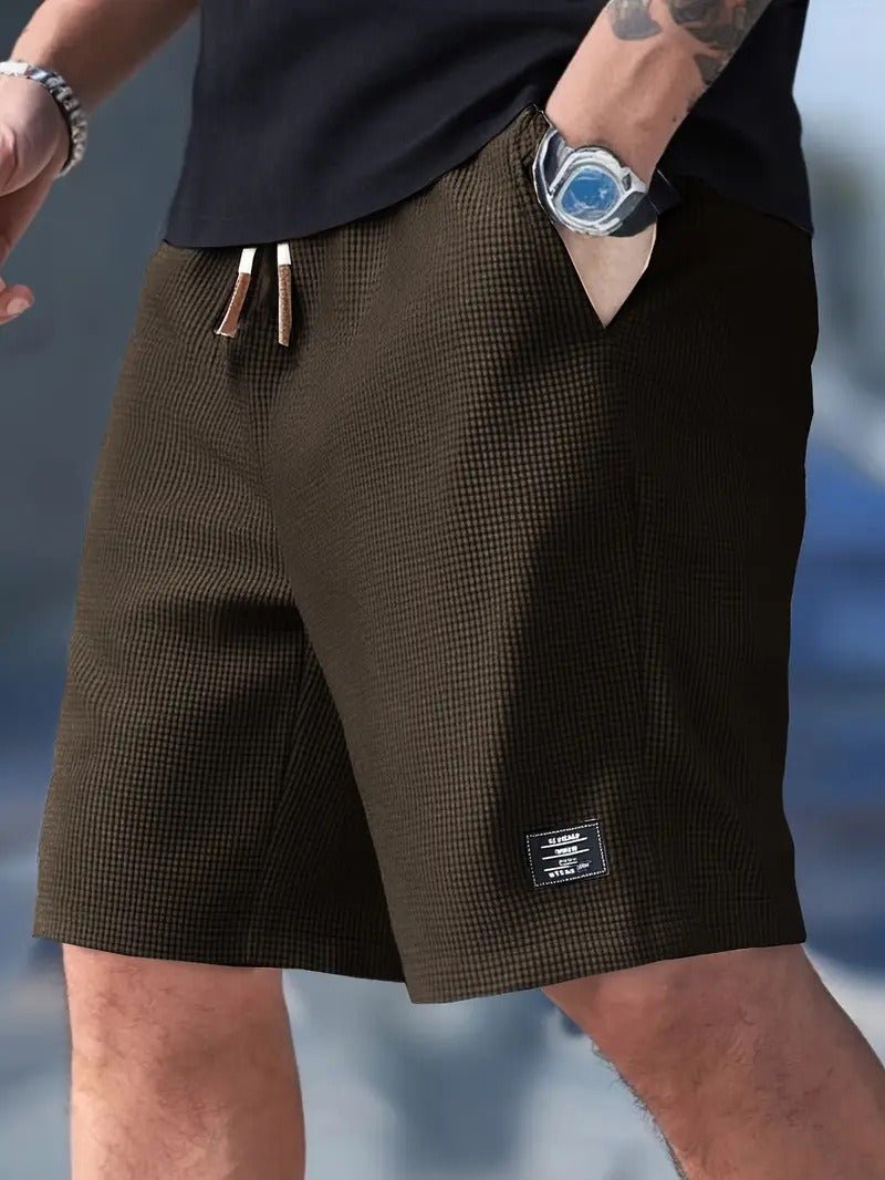 Men's comfortable waffle knit shorts, relaxed fit, perfect for leisure, lounging, and breathable summer activities.