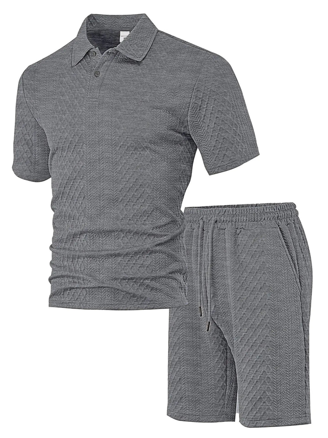 Men's waffle polo shirt, part of a breathable summer shorts set. Perfect for casual men's fashion.