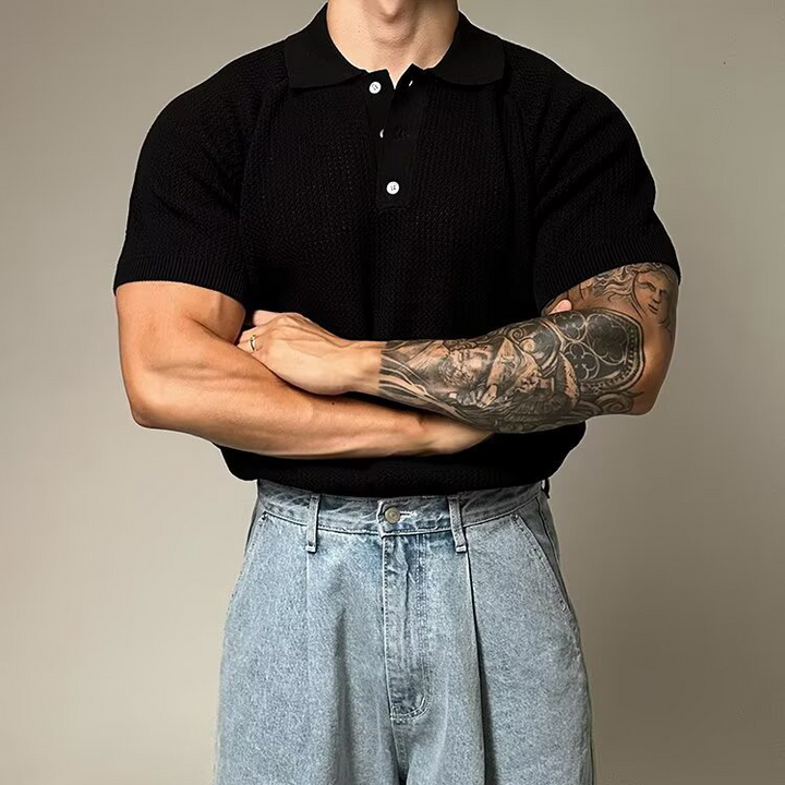Men's everyday polo in waffle texture. Comfortable short sleeve design for casual & smart casual.