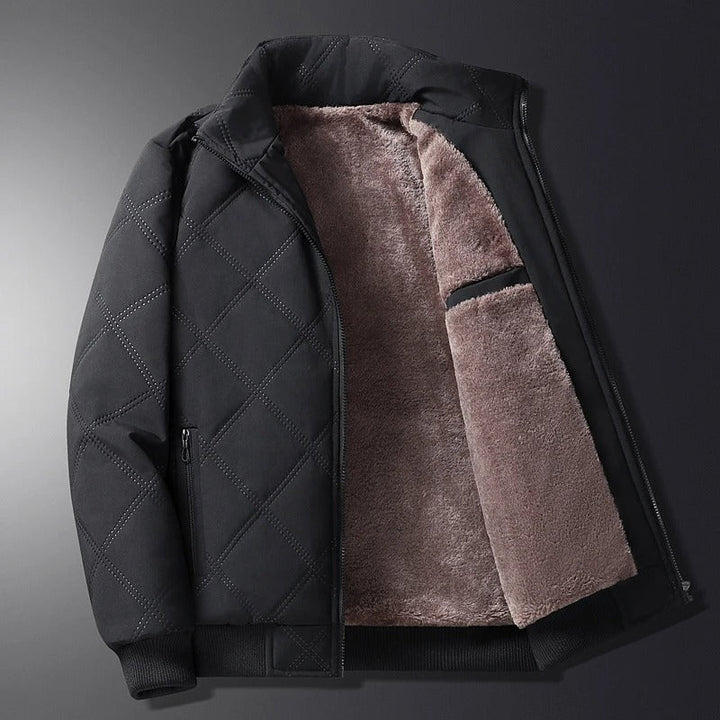 Thermal men's quilted jacket, ultimate warmth for cold weather protection & outdoor adventure.