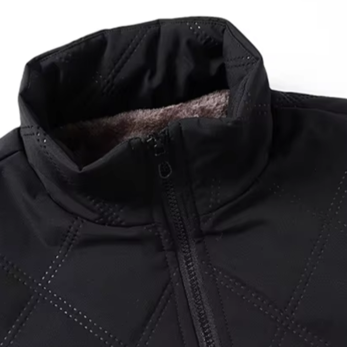 Quilted men's Alpine Guard winter jacket, heavy-duty & warm for extreme cold protection.