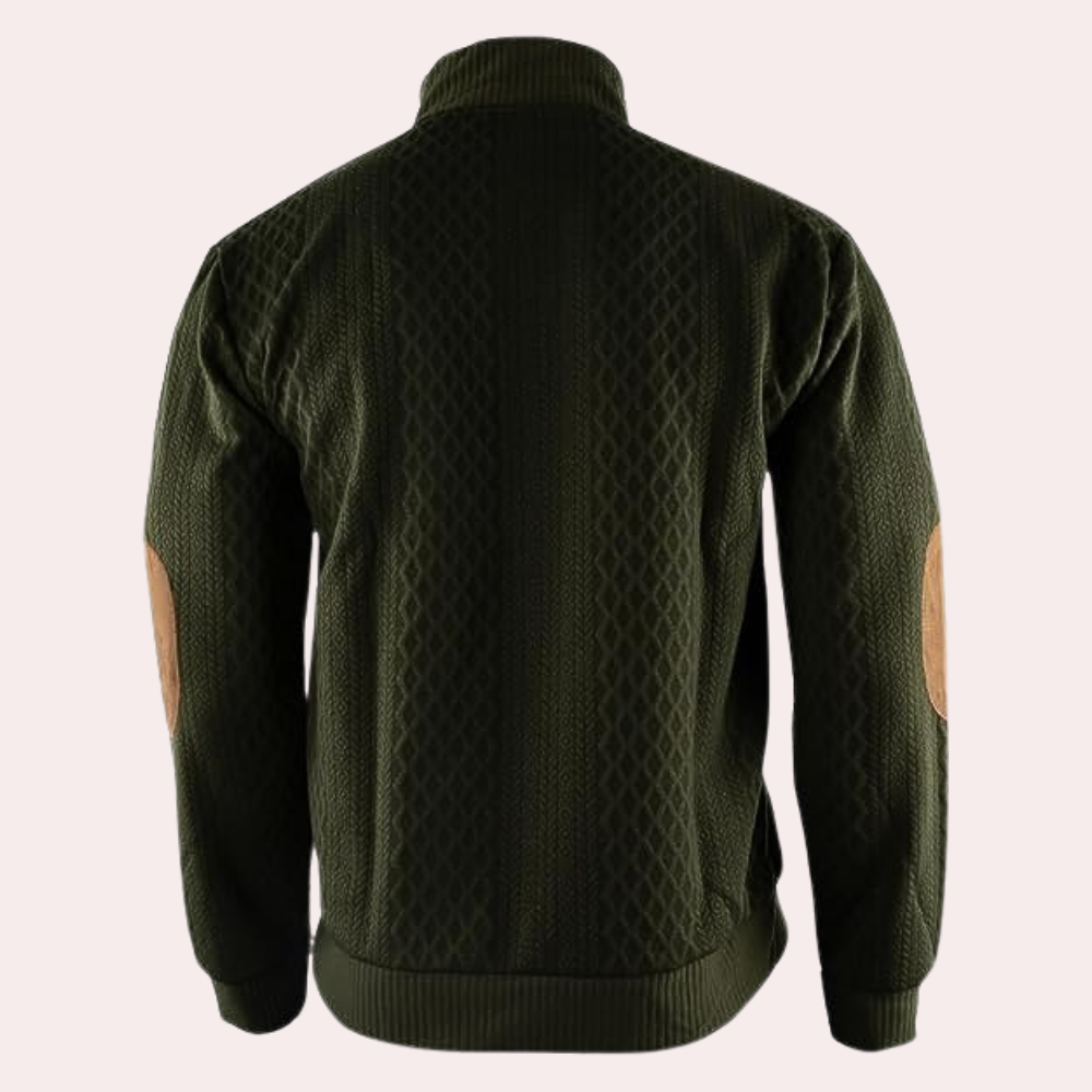 Elegant men's fall knitwear, a warm casual sweater with practical button closure for versatile styling.