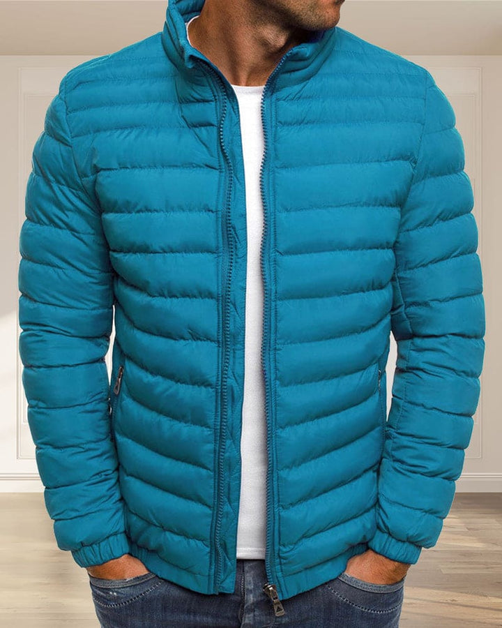 Durable men's casual zip jacket, solid color, essential for everyday winter fashion.