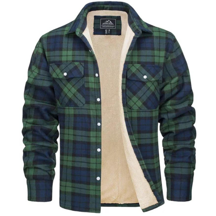 Versatile men's warm checked jacket. Fleece-lined coat ideal for casual winter and fall fashion.