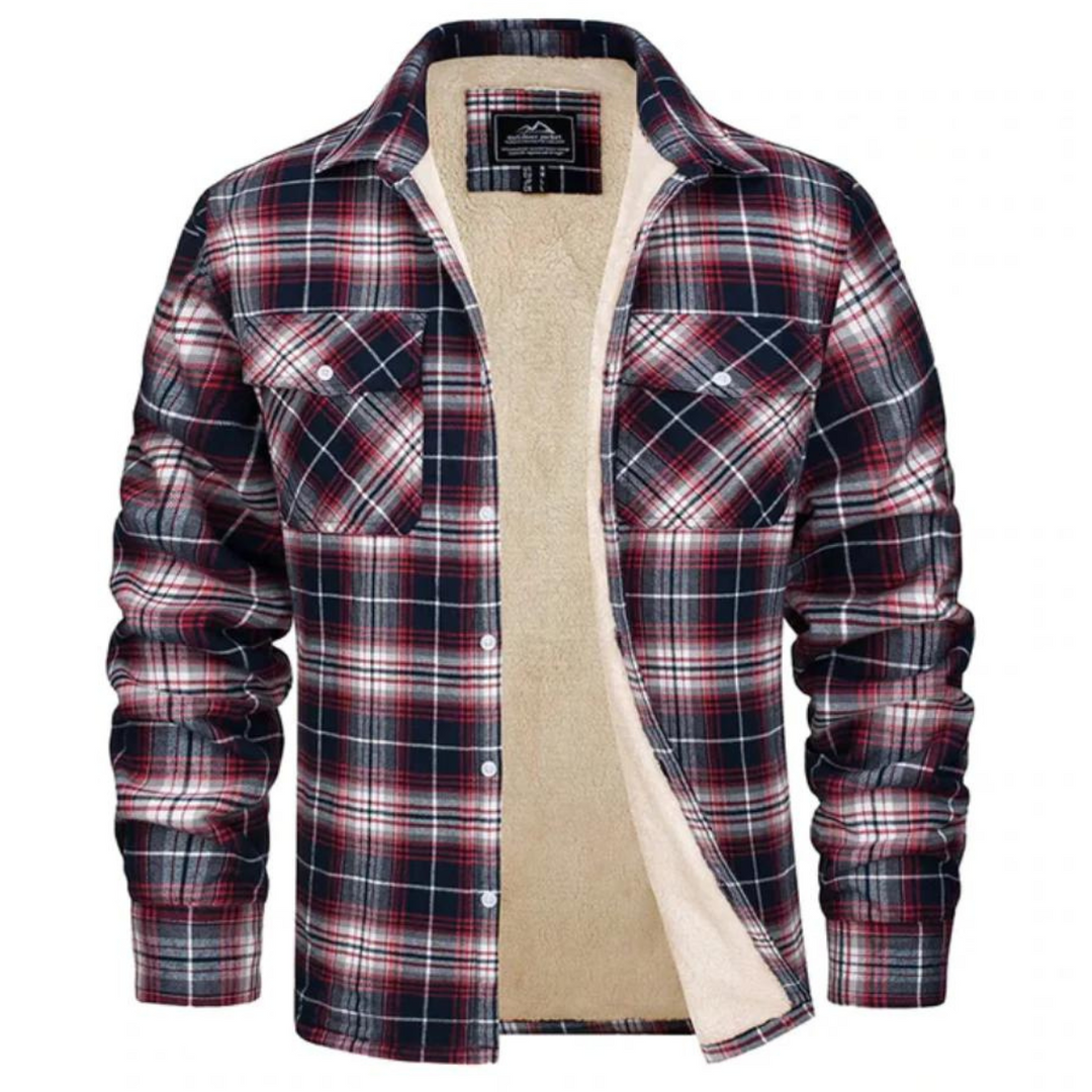 Durable men's outdoor plaid jacket, fleece-lined for superior warmth. Perfect fall/winter coat.