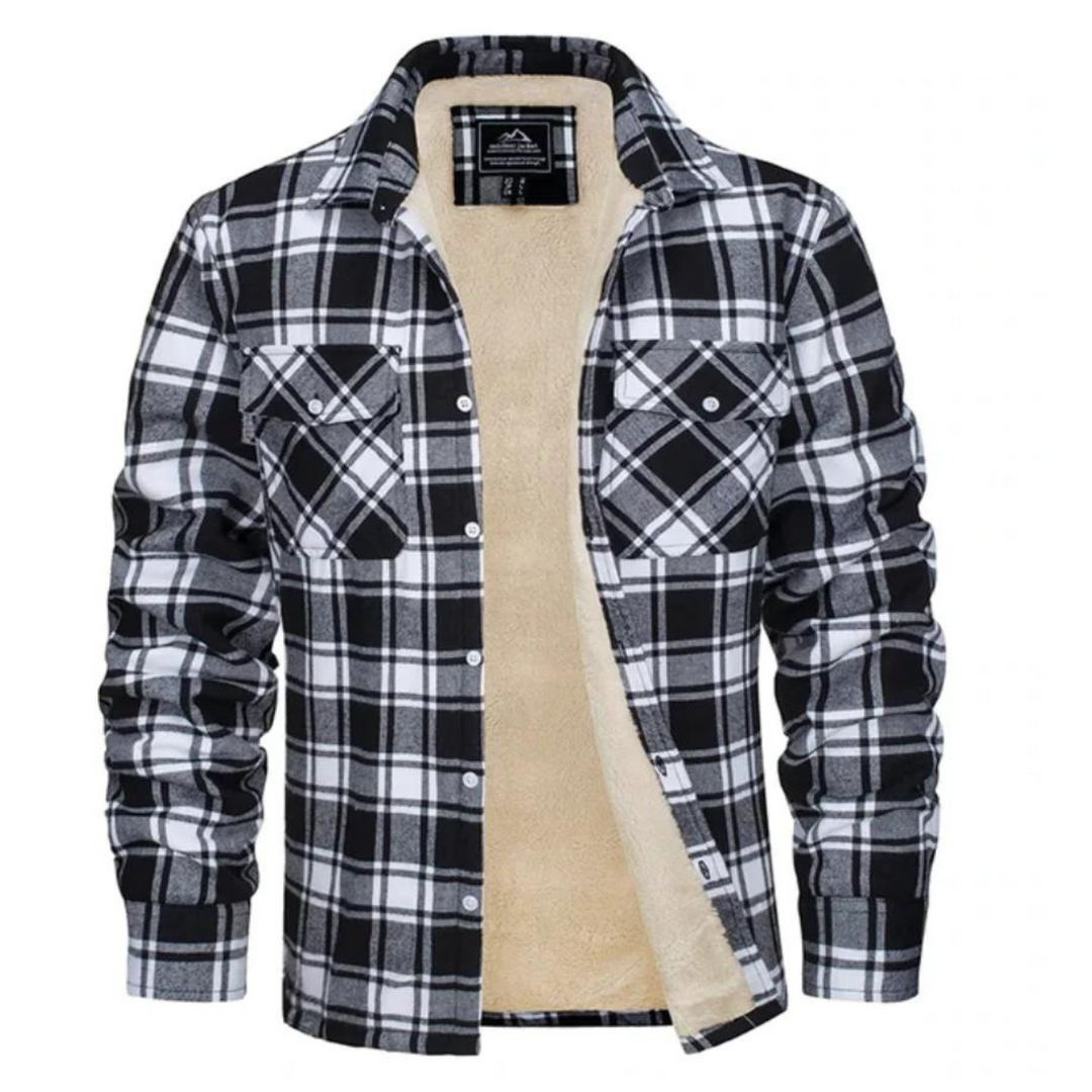Cozy men's fashion checked jacket. Soft fleece lining provides all-day comfort & stylish warmth.