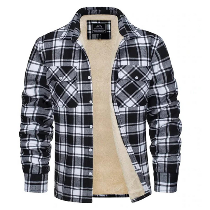 Cozy men's fashion checked jacket. Soft fleece lining provides all-day comfort & stylish warmth.