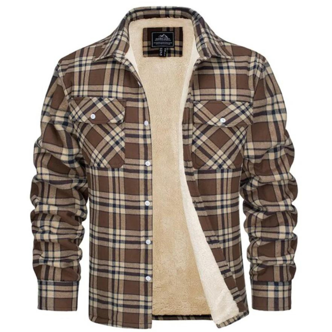 Lawson men's warm checked jacket. Fleece-lined for ultimate comfort, perfect as a stylish fall/winter coat.