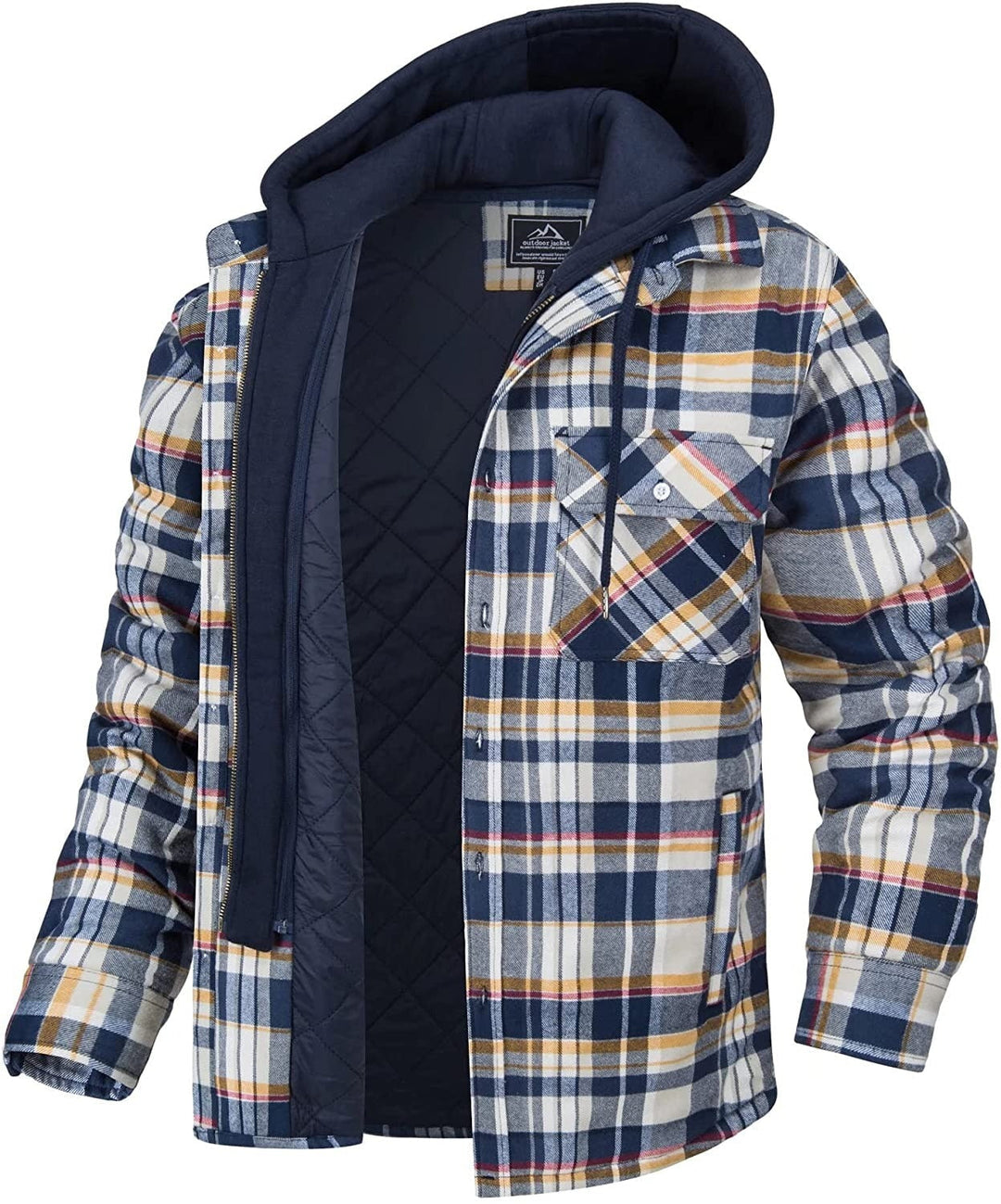 Men's warm checked hoodie for casual style & everyday comfort. Perfect hooded jacket for spring layering.