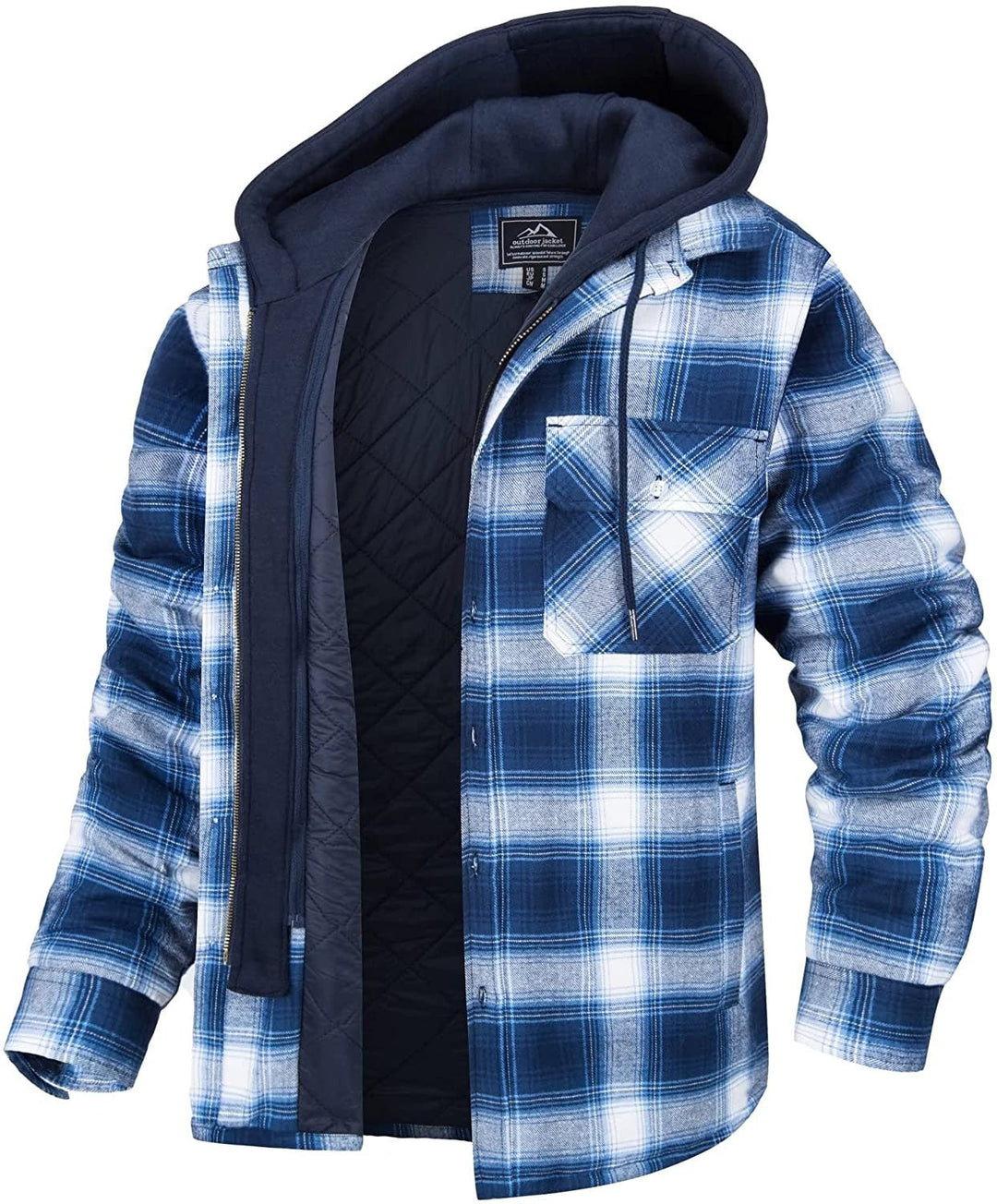 Comfortable men's long sleeve checked hoodie, ideal for casual everyday wear & men's fashion.