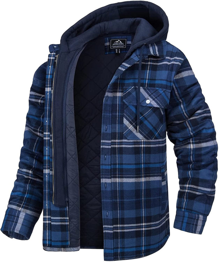 Cozy men's checked hoodie, a comfortable & stylish choice for everyday casual wear and warmth.