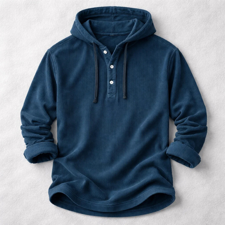 Men's warm corduroy hoodie. Stylish and comfortable for fall & winter casual wear.