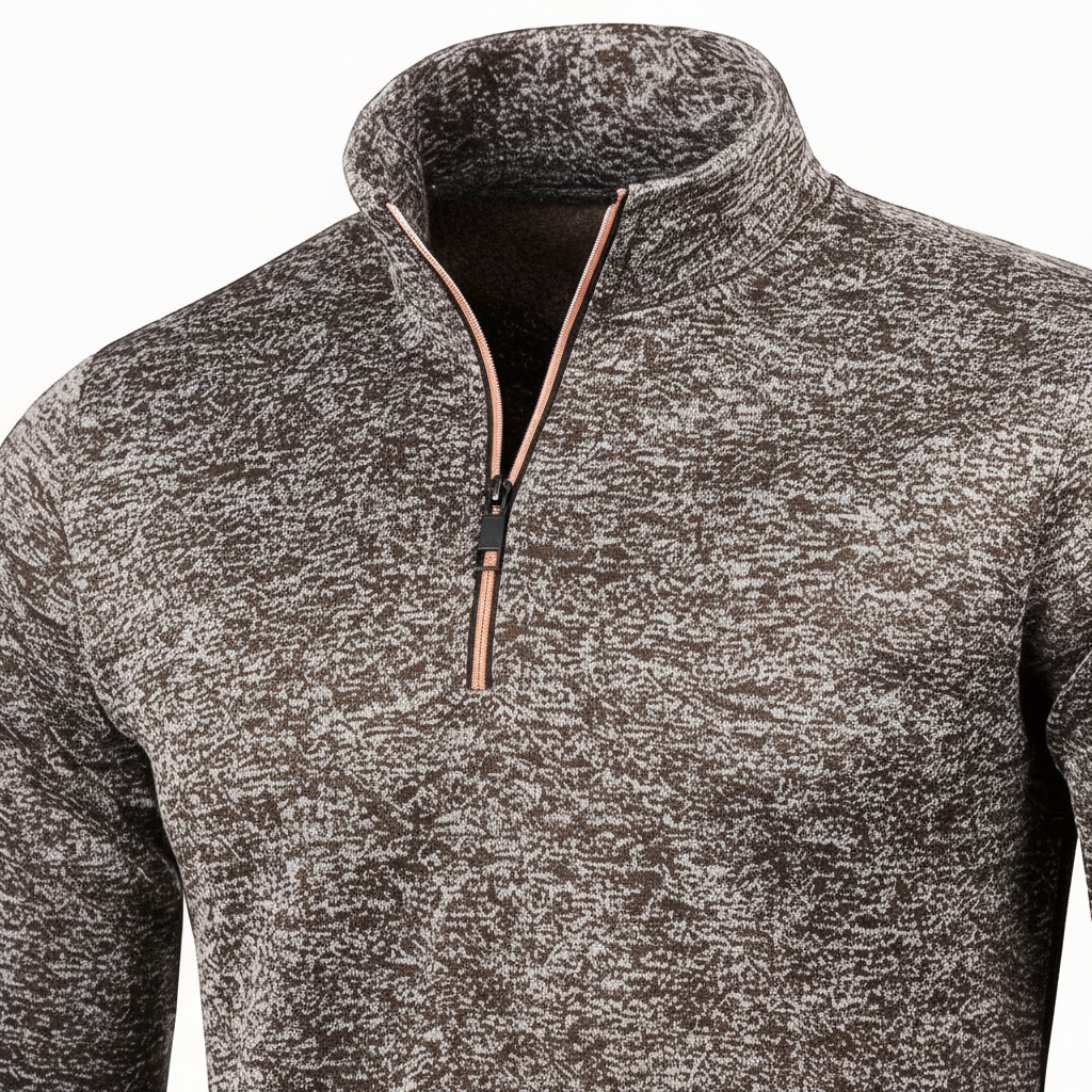 Stylish men's warm knitwear, Samuel cotton-wool quarter-zip sweater in gray