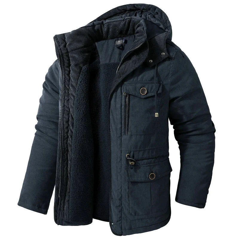 Durable men's winter jacket, waterproof & thermal for active snowball fights & cold weather outdoor adventures.
