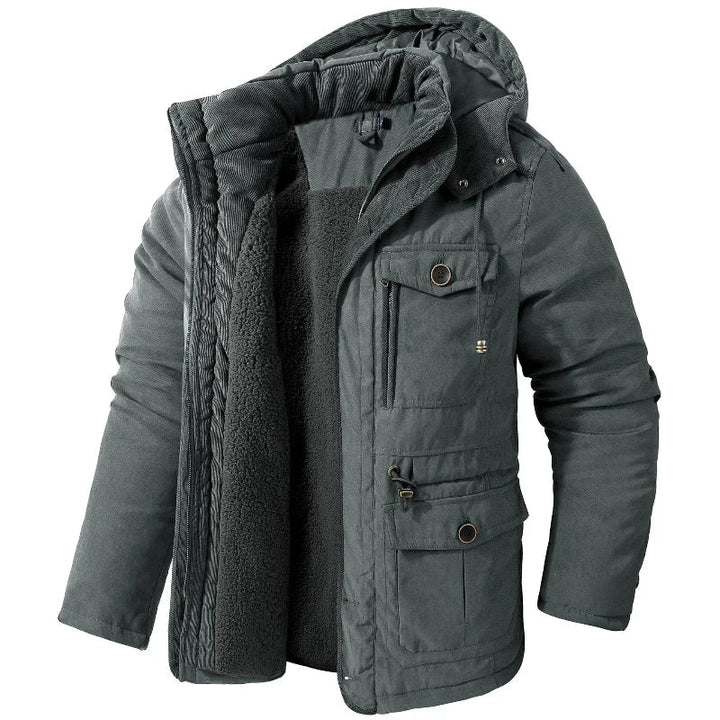 Hooded men's winter coat, waterproof and thermal, offering ultimate protection & warmth for snowy adventures.
