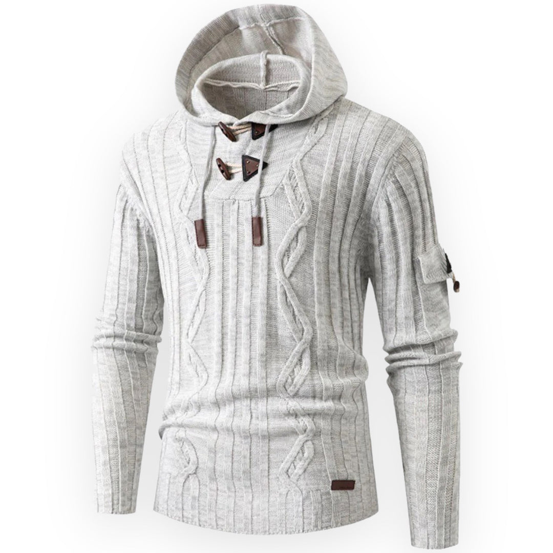 Cozy AlpineTrail men's warm fleece hoodie, ideal for autumn fashion & winter layering.